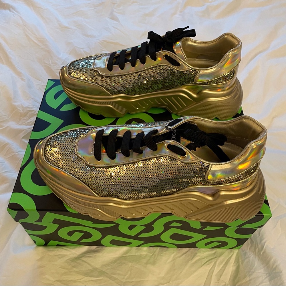 EUC Dolce and Gabbana men’s size 11 gold sequin Daymaster sneakers. Incl…
